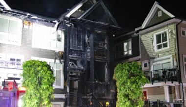 Surrey firefighters responded to a townhouse fire in Sullivan Heights on May 30. (1st Due Media/Contributed to Peace Arch News)