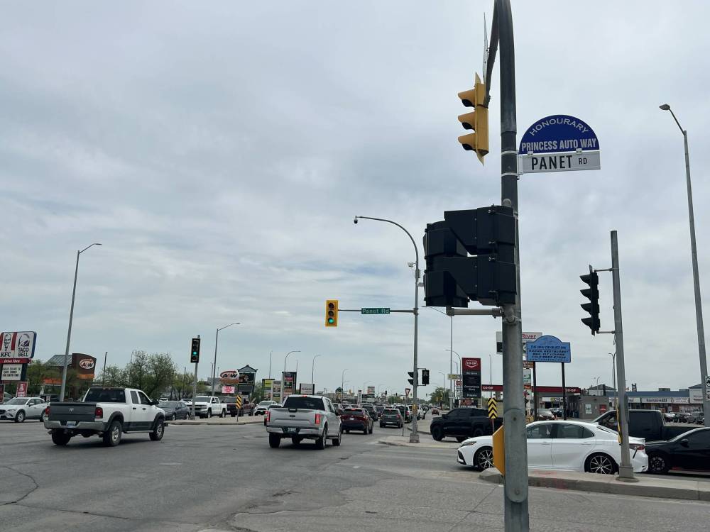 MALAK ABAS / FREE PRESS
The new road sign for the honorary renaming of a stretch of Panet Road to Princess Auto Way Saturday.