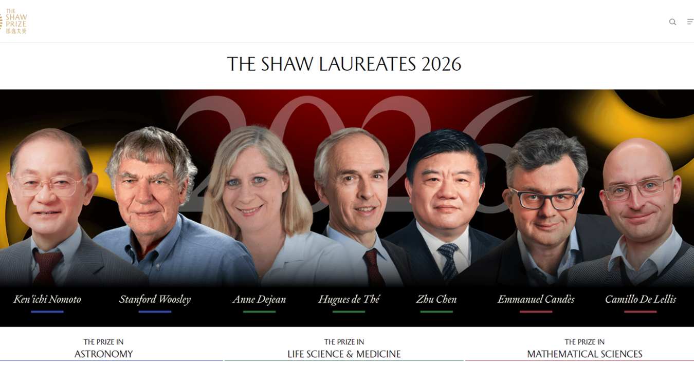 7 scientists win Shaw Prize in 2026