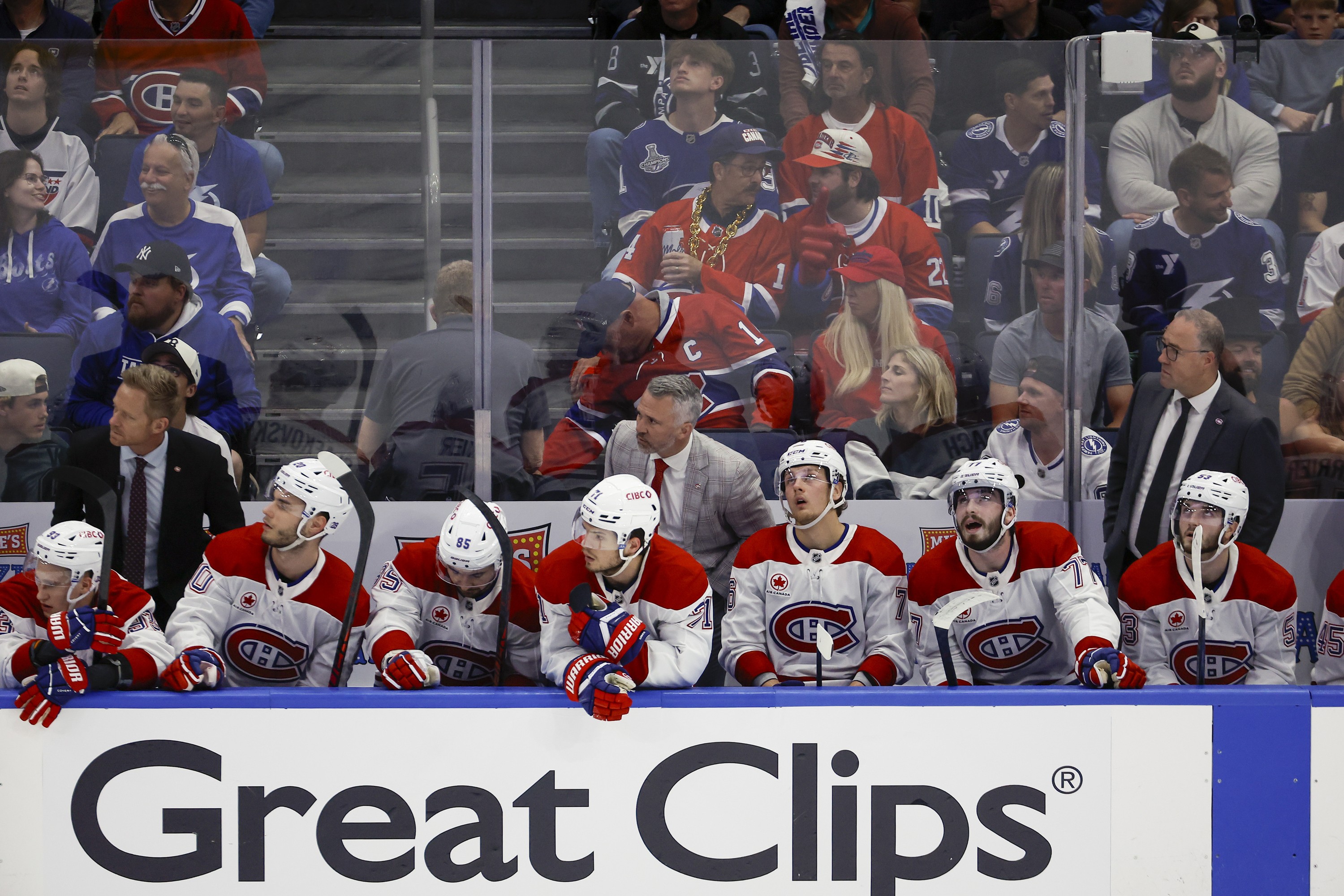 Montreal Canadiens head coach Martin St. Louis watches his team play