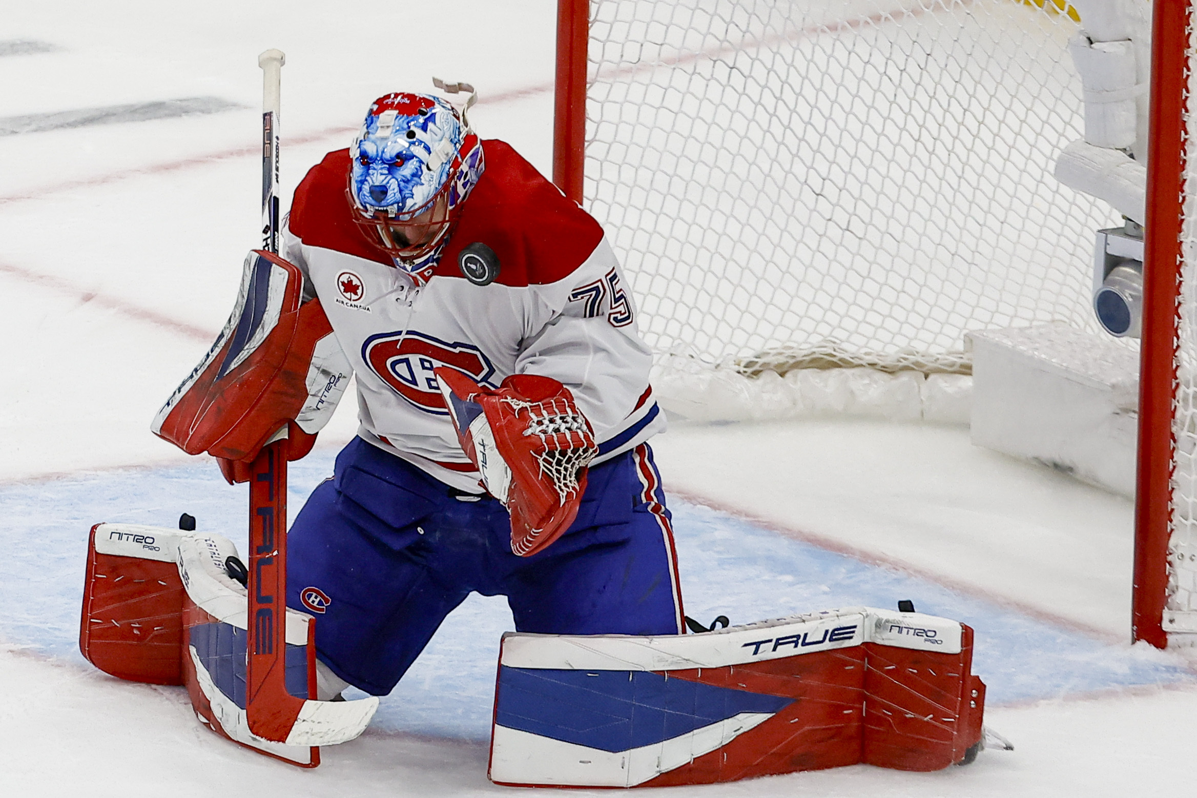 Montreal Canadiens goaltender Jakub Dobes makes a save