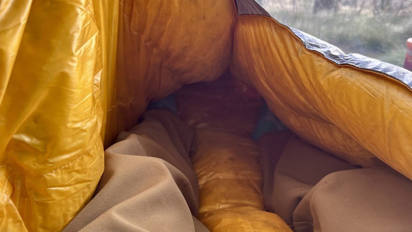 enlightened equipment enigma 20 - lots of soft, lofty down insulation. you can see how fluffy it...