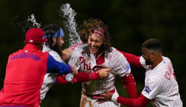 Kyle Schwarber delivers as Phillies rally again to beat Giants in 10 innings for doubleheader sweep