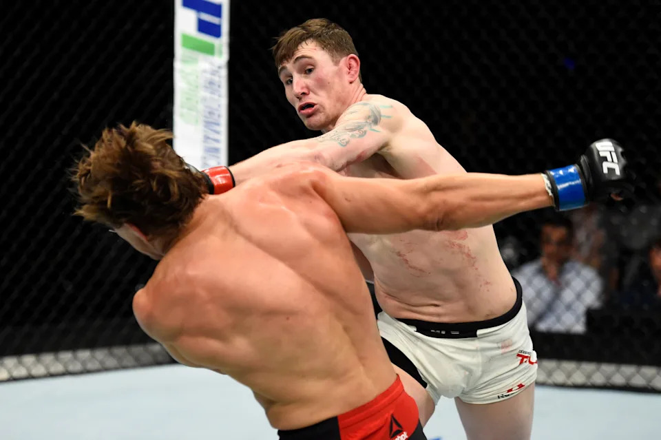 ROTTERDAM, NETHERLANDS - SEPTEMBER 02: (R-L) Darren Till of England punches Bojan Velickovic of Serbia in their welterweight bout during the UFC Fight Night event at the Rotterdam Ahoy on September 2, 2017 in Rotterdam, Netherlands. (Photo by Josh Hedges/Zuffa LLC/Zuffa LLC via Getty Images)