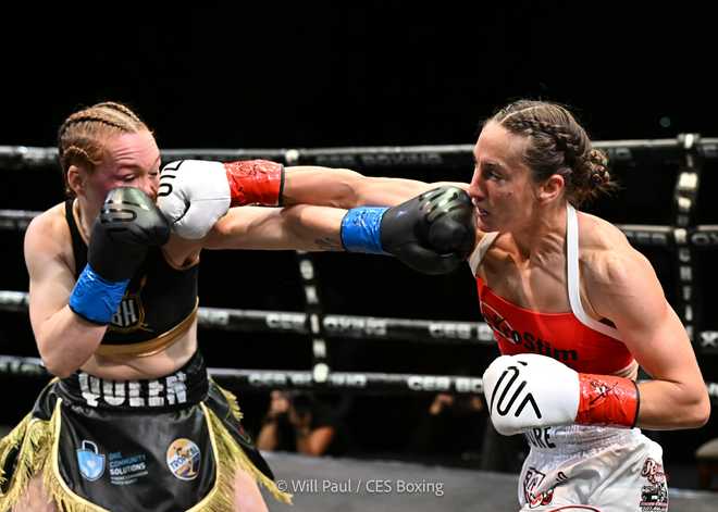 Amelia Moore, right, competes for the NABF title Amelia Moore, right, competes for the NABF title