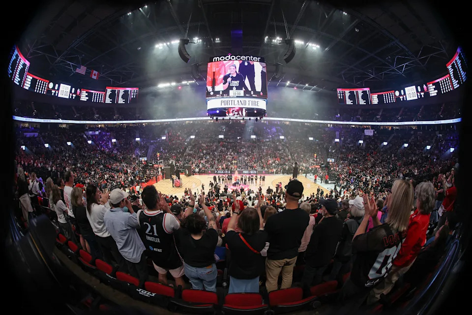 PORTLAND, OREGON - MAY 09: Fans applaude the Portland Fire as they are introduced before the game against the Chicago Sky at Moda Center on May 09, 2026 in Portland, Oregon. (Photo by Steph Chambers/Getty Images)