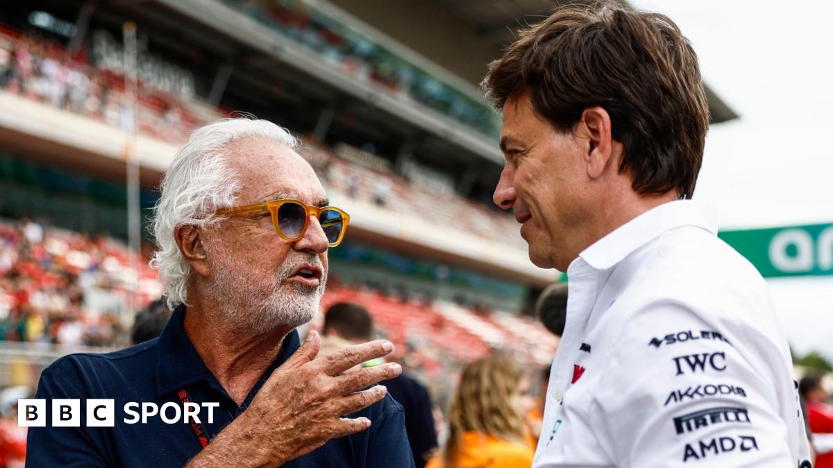Alpine executive adviser Flavio Briatore (left) and Mercedes F1 boss Toto Wolff