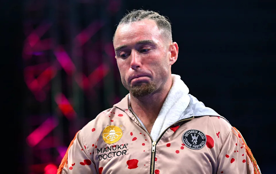 Antrim , United Kingdom - 13 September 2025; Paddy Donovan before his IBF World Welterweight title bout against Lewis Crocker at Clearer Twist National Football Stadium at Windsor Park in Belfast. (Photo By Ramsey Cardy/Sportsfile via Getty Images)