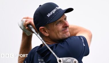 Justin Rose plays a shot