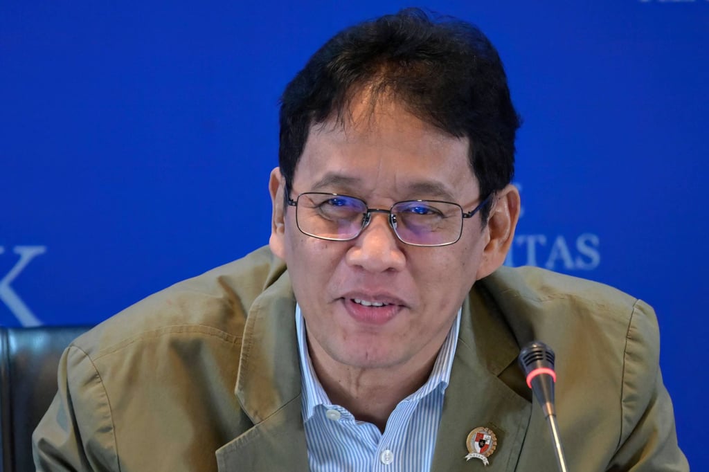 Indonesian Finance Minister Purbaya Yudhi Sadewa at the Bank Indonesia building in Jakarta on May 7. Photo: AFP