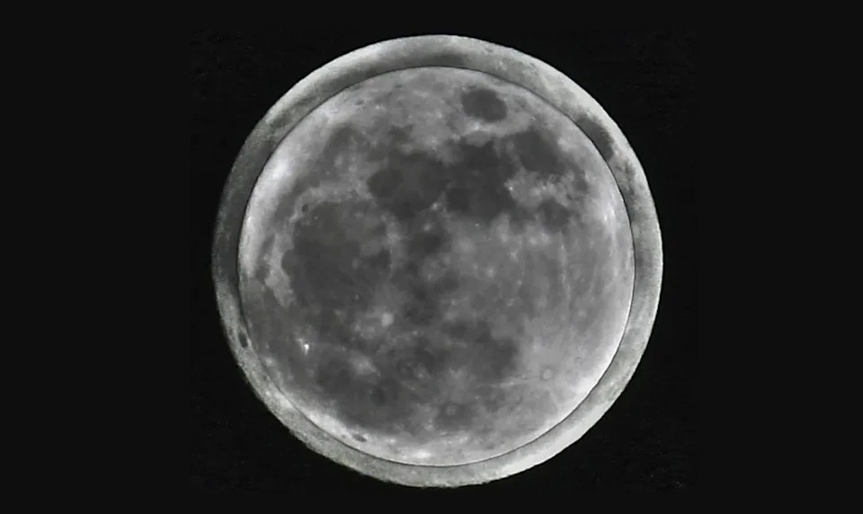 A micromoon overlaid on a supermoon, demonstrating the 14 per cent size difference between the full Moons (Nasa)