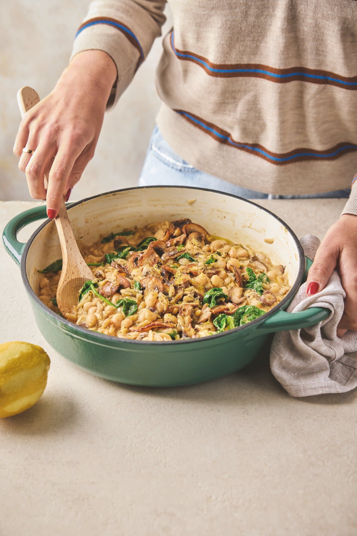 A one-pan orzo that leans on miso, lemon and beans for depth – ready in under 30 minutes (Clare Winfield)