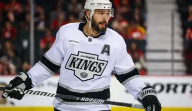 Los Angeles Kings defenseman Drew Doughty (8) against the Calgary Flames during the second period at Scotiabank Saddledome.