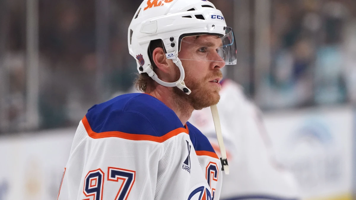 Edmonton Oilers center Connor McDavid (97) warms up before the game against the San Jose Sharks at SAP Center at San Jose.