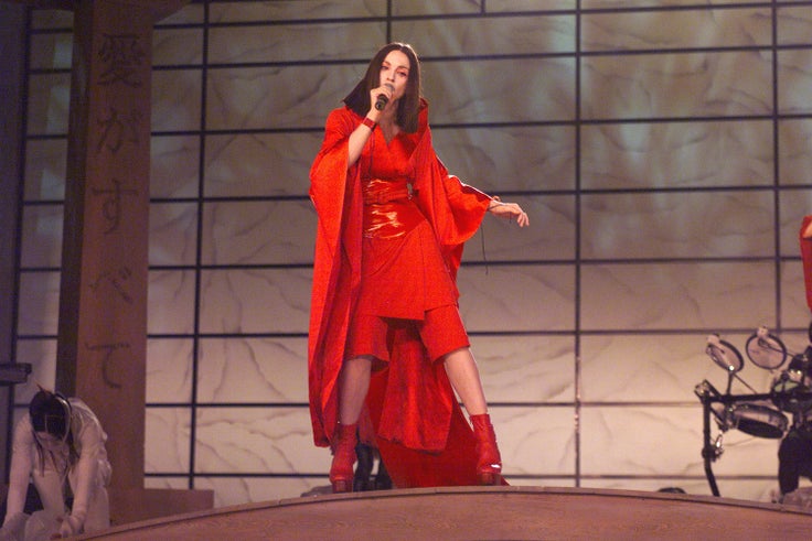 Madonna performs on the 41st Annual Grammy Awards in Los Angeles in 1999. 