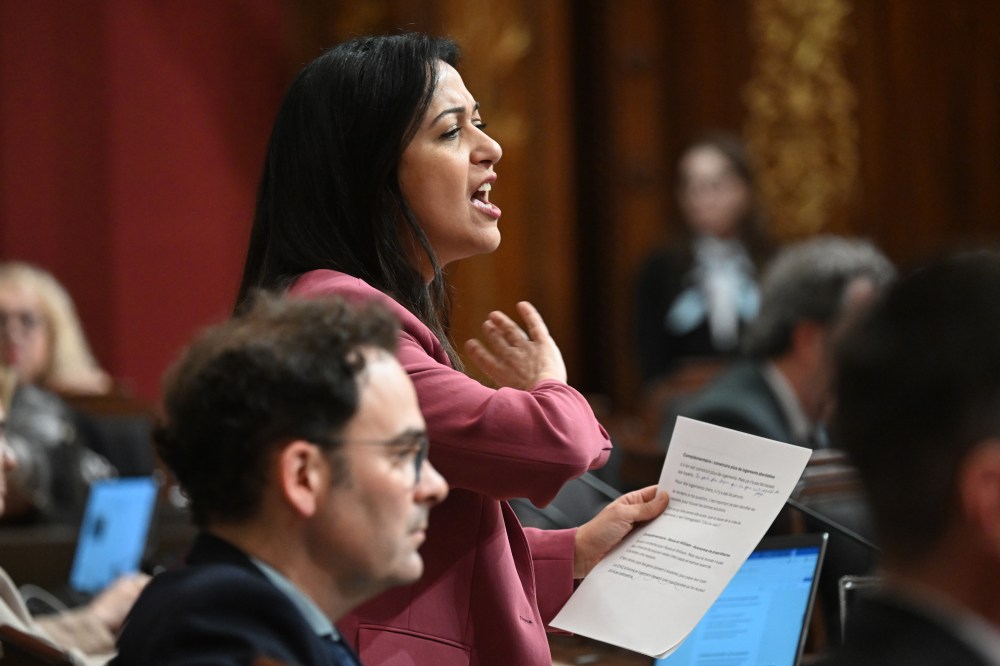 Quebec Solidaire Leader Ruba Ghazal questions the government at the legislature in Quebec City, Wednesday, May 6, 2026. THE CANADIAN PRESS/Jacques Boissinot
