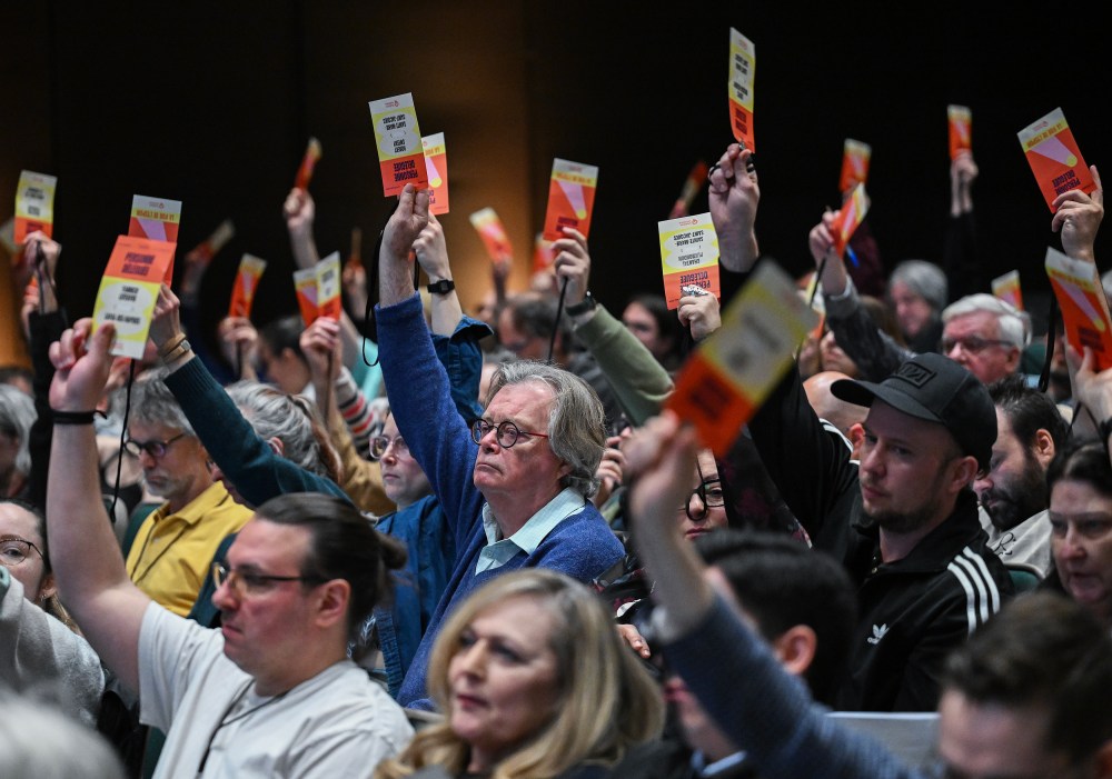 Quebec Solidaire delegates vote at the party's convention in Montreal, Saturday, May 9, 2026. THE CANADIAN PRESS/Graham Hughes