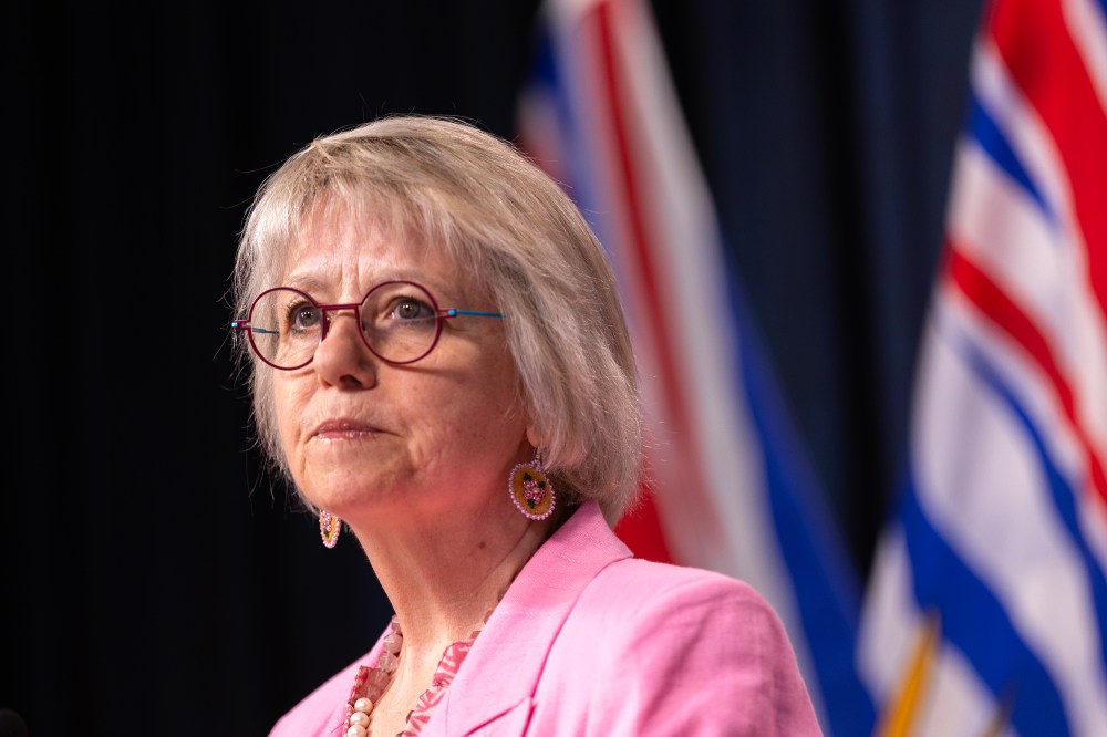B.C. provincial health officer Dr. Bonnie Henry provides the latest update about the hantavirus during a news conference in the press theatre at the legislature in Victoria, B.C., on Monday May 11, 2026. THE CANADIAN PRESS/Chad Hipolito