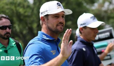 Bryson DeChambeau waves to the crowd during day one of LIV Golf Mexico City at Club de Golf Chapultepec