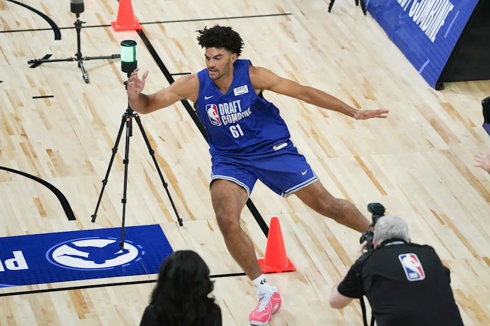 Cameron Boozer participates in the 2026 NBA Draft Combine at Wintrust Arena on May 12, 2026.