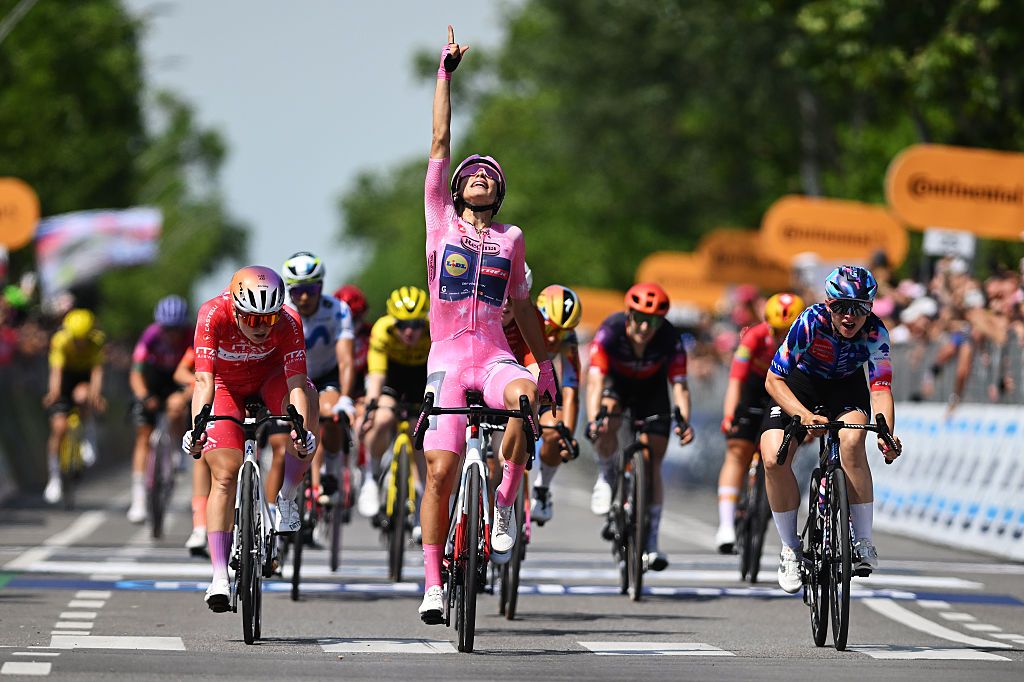 Elisa Balsamo (Lidl - Trek) wins stage 2 of the 2026 Giro d'Italia Women in Caorle, Italy. (Photo by Luc Claessen/Getty Images)