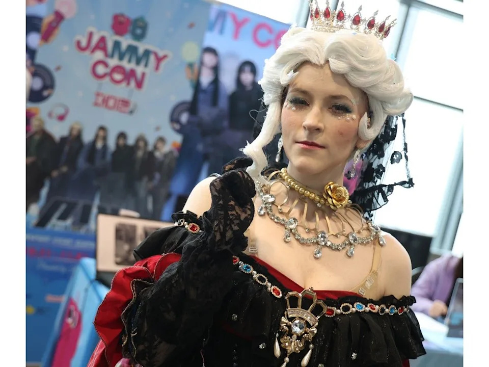 The Bloody Queen from the game Identity V walks through Otafest at the Telus Convention Centre in downtown Calgary on Saturday.