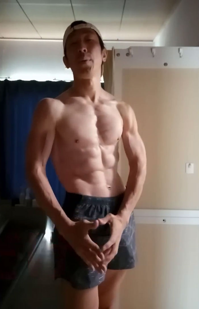 After transformation: Muscular physique of Japanese YouTuber from Saitama routine