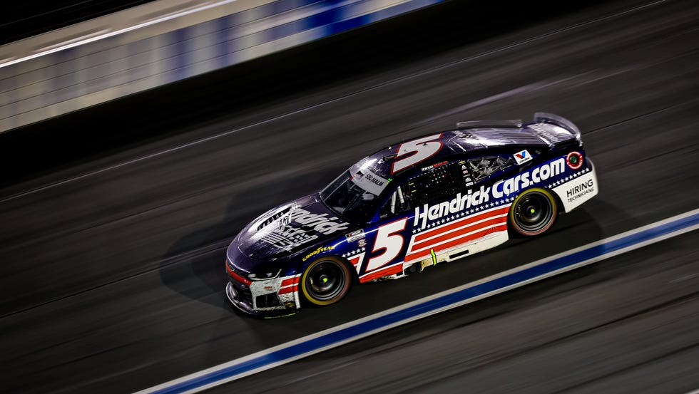 NASCAR Cup Series Coca-Cola 600 concord, north carolina may 24: kyle larson, driver of the #5 hendrickcars.com chevrolet drives during the nascar cup series coca cola 600 at charlotte motor speedway on may 24, 2026 in concord, north carolina. (photo by david jensen/getty images)
