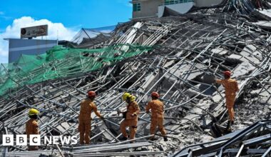 One killed and many feared trapped under collapsed building in Philippines - BBC