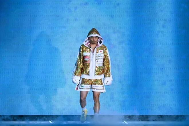 Junto Nakatani arrives for his fight against Naoya Inoue during their Super bantamweight championship boxing contest at Tokyo Dome in Tokyo on May 2, 2026. (Photo by Yuichi YAMAZAKI / AFP via Getty Images)
