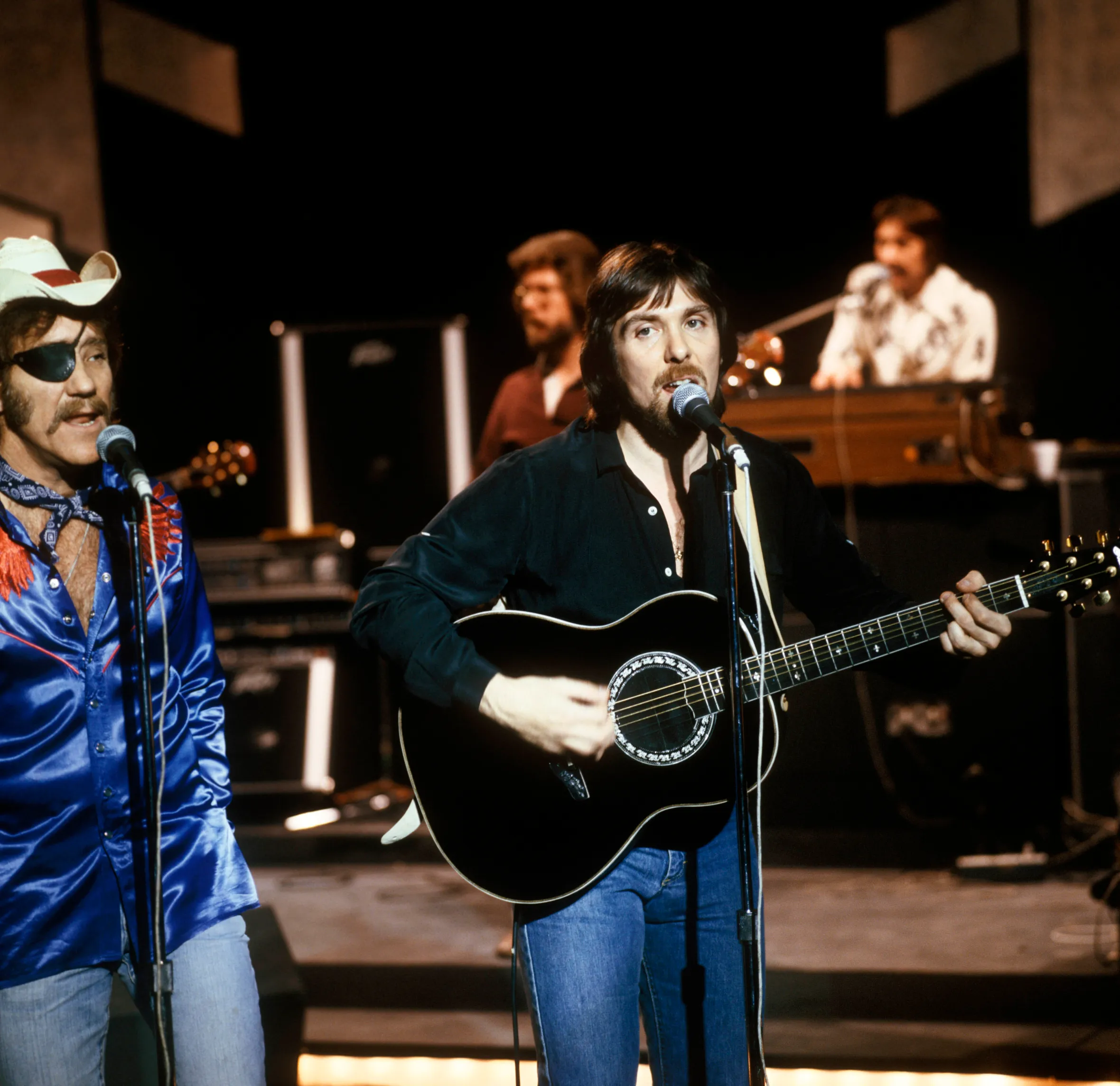 Ray Sawyer and Dennis Locorriere performing on a TV show.