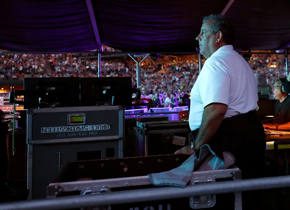 Christie, pictured at a 2024 Springsteen concert in Baltimore, is a longtime fan of ‘The Boss’ and has attended more than 150 of his concerts (Getty)