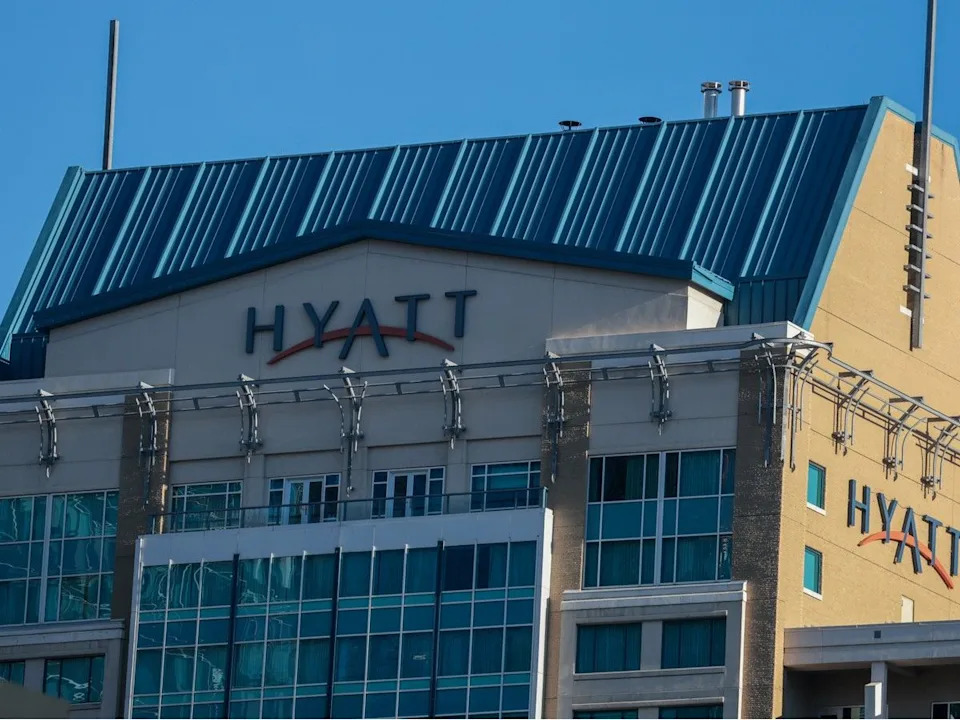 The downtown Calgary Hyatt Regency hotel. Downtown businesses and in turn the Calgary economy benefit from people having free use of the CTrain said
