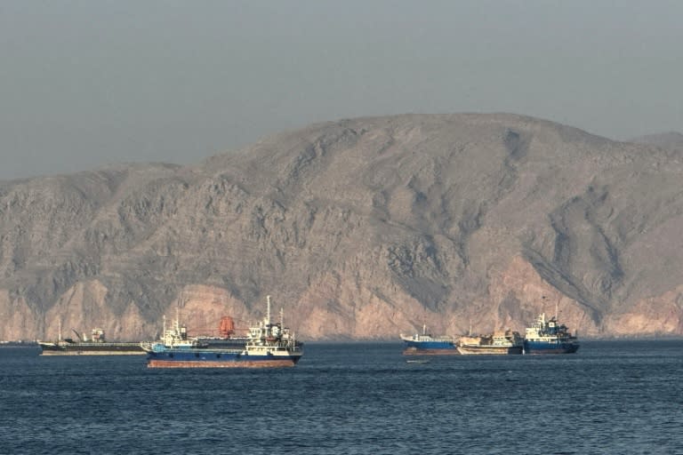 Vessels anchored in the Strait of Hormuz near Oman (-)