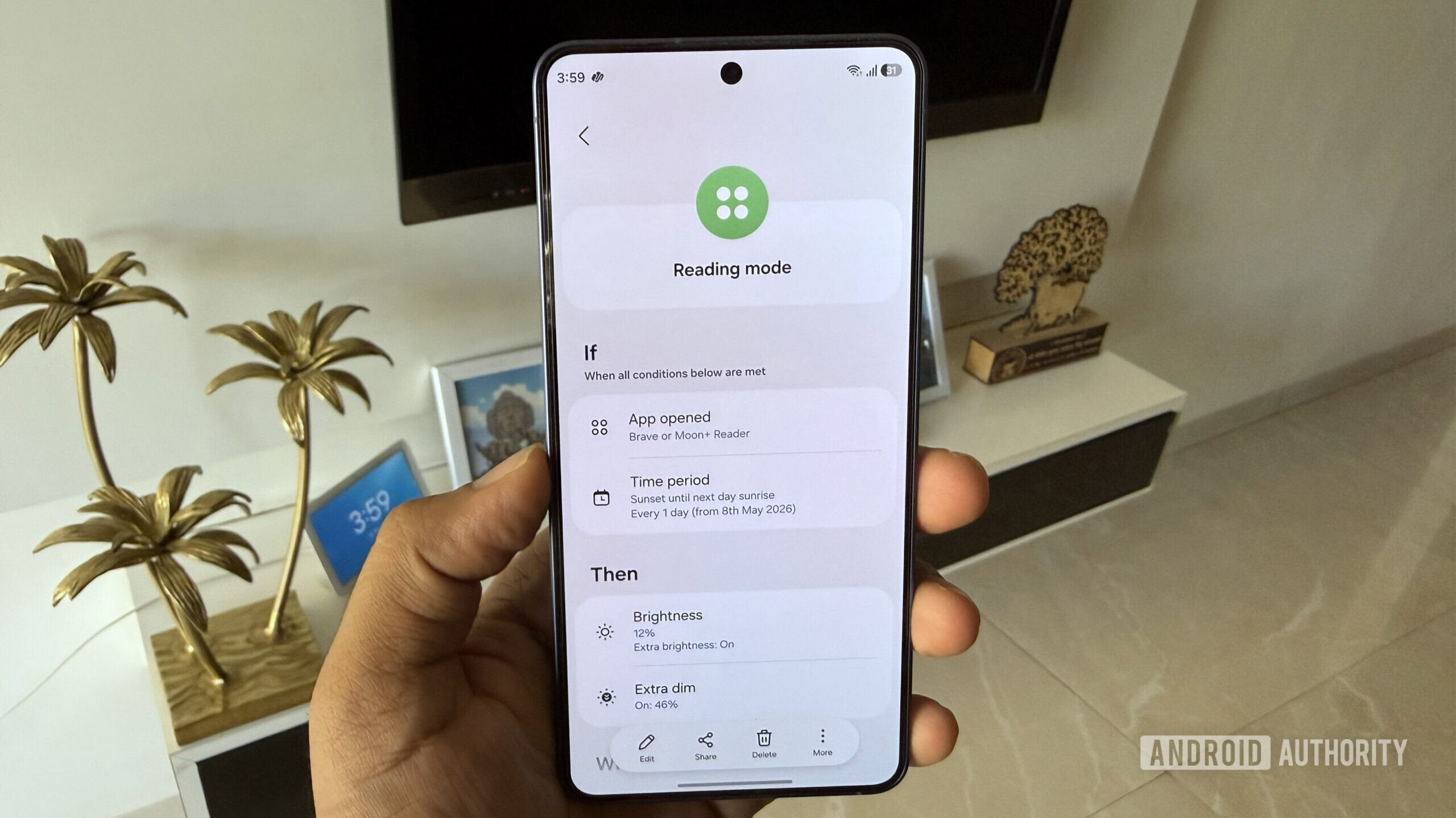 A Galaxy phone showing reading routine A Galaxy phone showing reading routine
