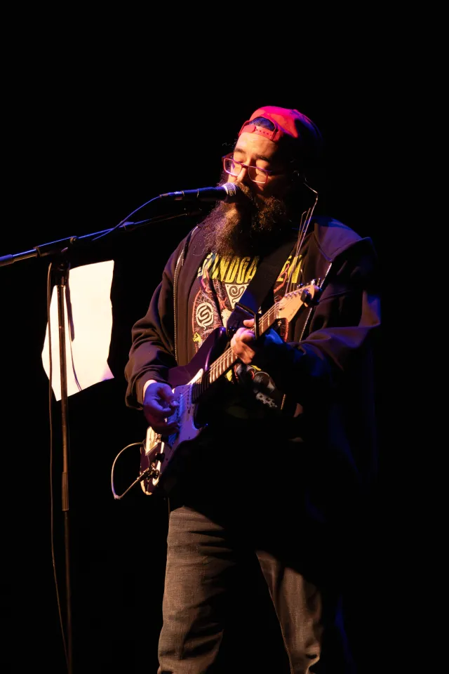 Stephen Richardson plays Music for Mental Health at NACC on May 13, 2026. Mathieu Durnford for Cabin Radio