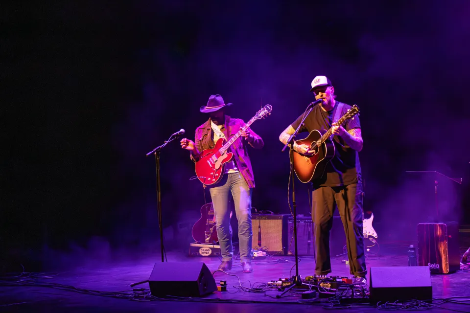 Hughes plays Music for Mental Health at NACC on May 13, 2026. Mathieu Durnford for Cabin Radio