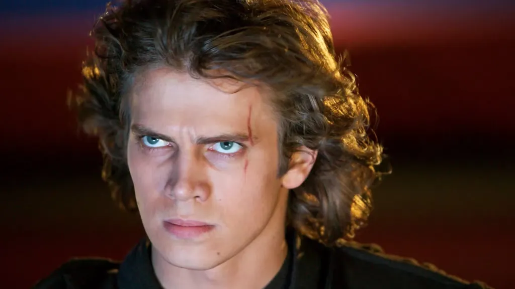 Anakin Skywalker in Revenge of the Sith looking angry