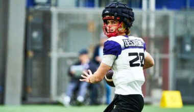 Als sign National quarterback Arnaud Desjardins, American QB James Morgan