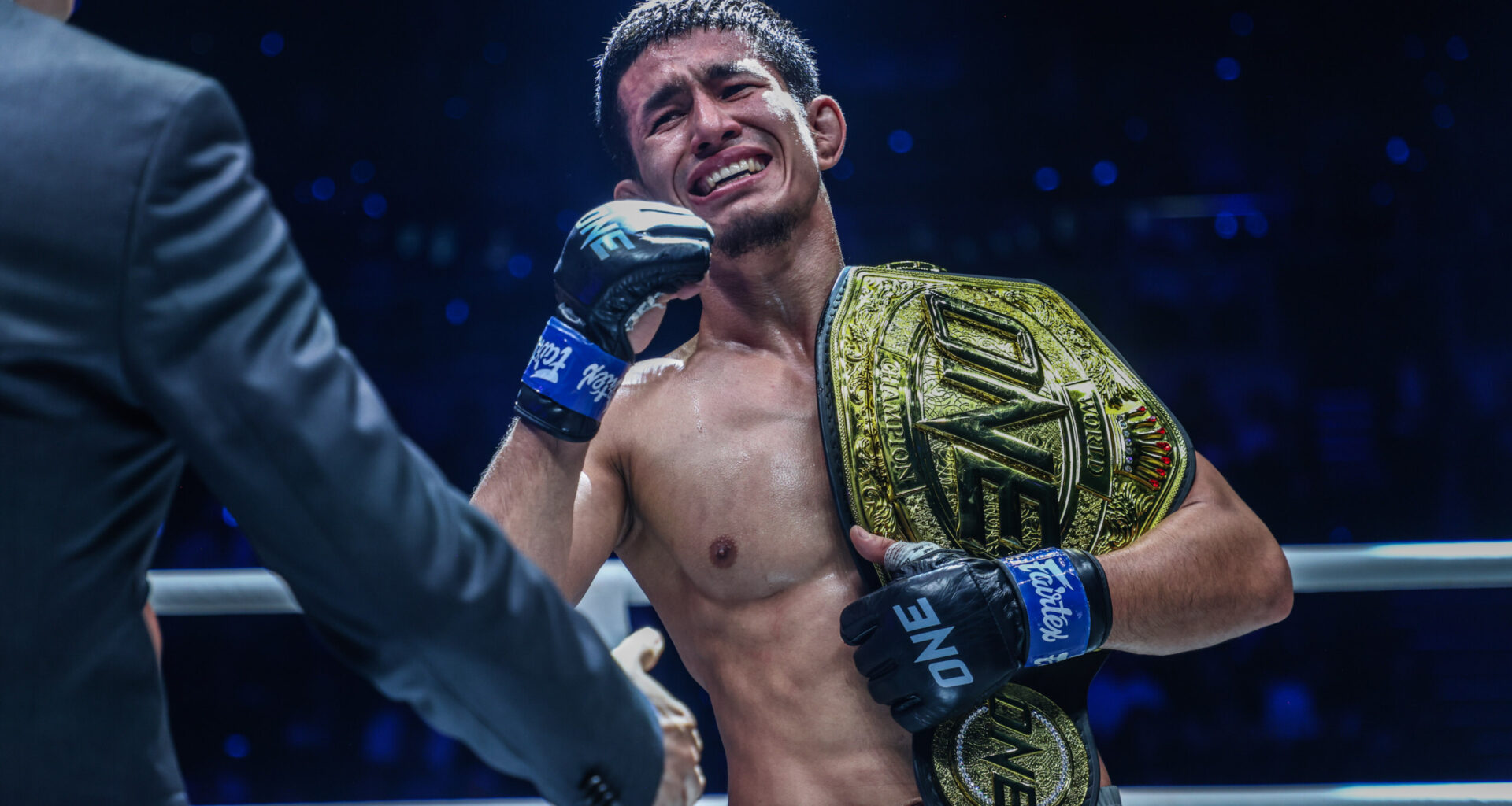 Avazbek Kholmirzaev overwhelmed with emotions after securing ONE Flyweight MMA World Title at ONE SAMURAI 1.
