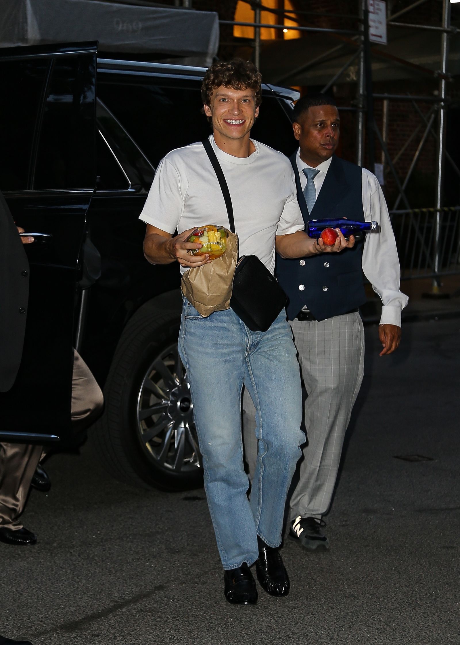 Connor Storrie snacks in style during playful NYC arrival