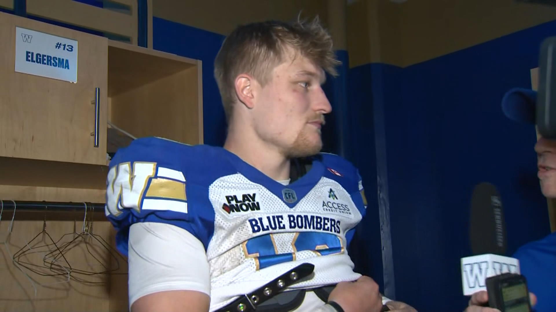 Click to play video: 'RAW: Blue Bombers Taylor Elgersma Interview – May 29'