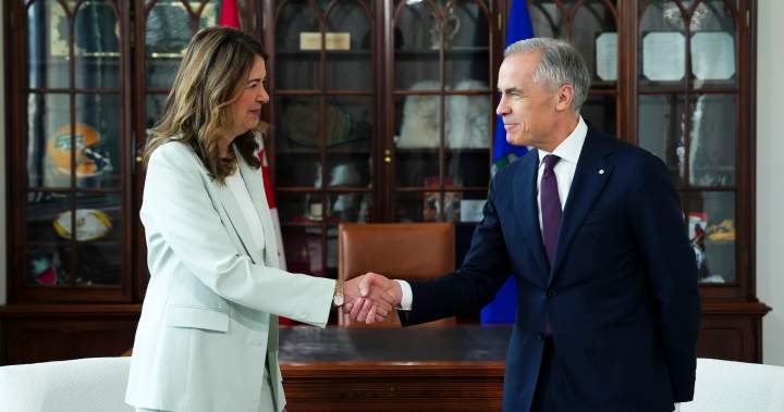 Danielle Smith sees progress on federal pipeline deal after meeting with Carney