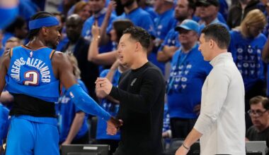 Gilgeous-Alexander tips his cap after Thunder fall to Spurs in Game 7 to end their title reign
