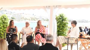 Janet Zaldua, Murielle Nouchy, Jacqueline Ryan and Dana Harris-Bridson at the American Pavilion - Day 3 during the 79th Annual Cannes Film Festival on May 14, 2026 in Cannes, France.