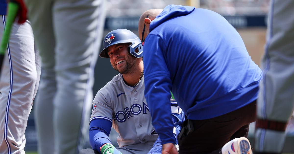 Toronto Blue Jays’ George Springer OK after getting hit on foot, no new fractures