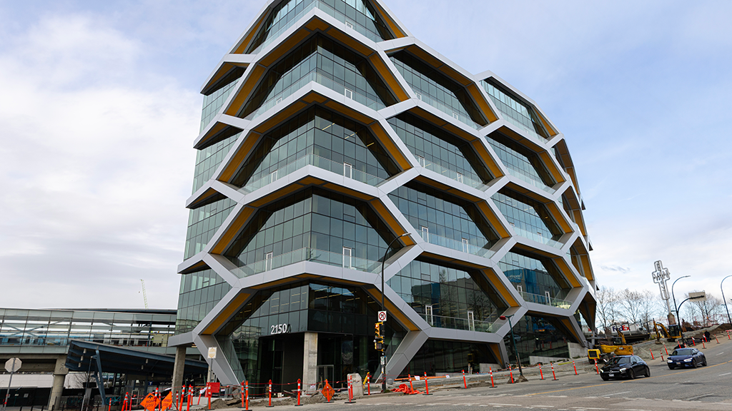 Vancouver’s The Hive, built with perimeter mass timber seismic bracing, becomes an instant landmark