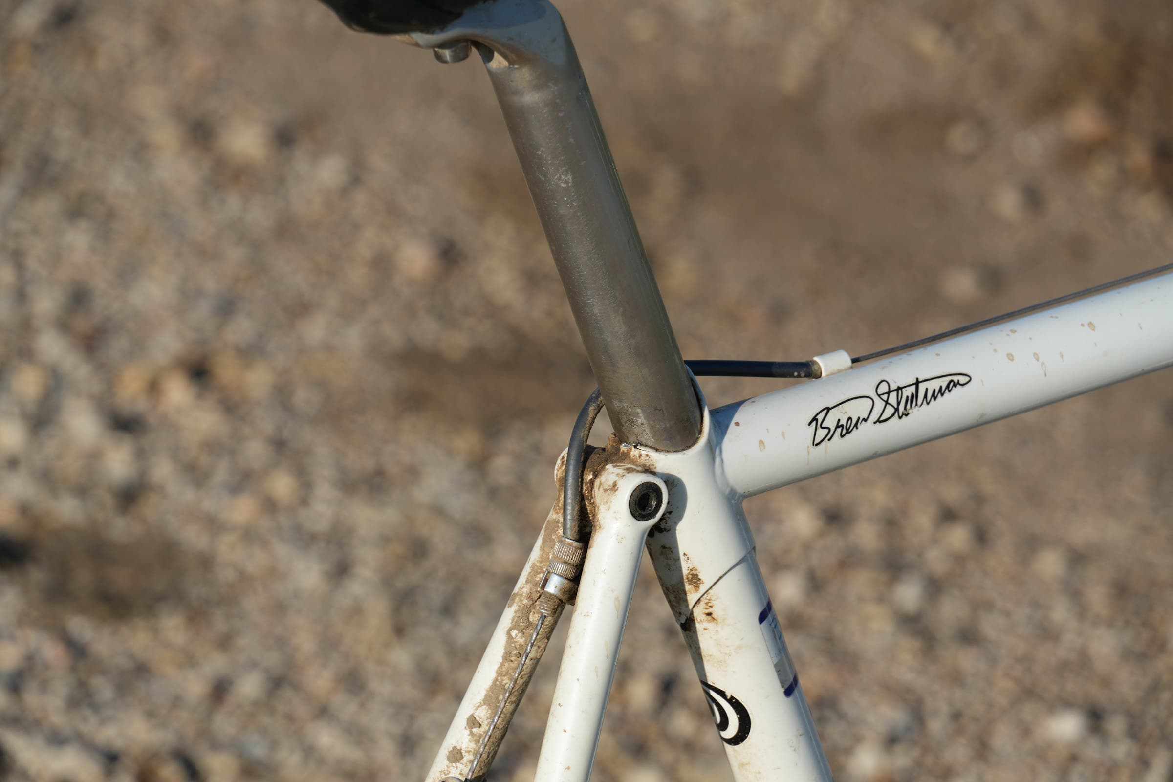 Detail Shot of the first bike to win Unbound Gravel, in 2006, Dan Hughes' Steelman cyclocross bike.