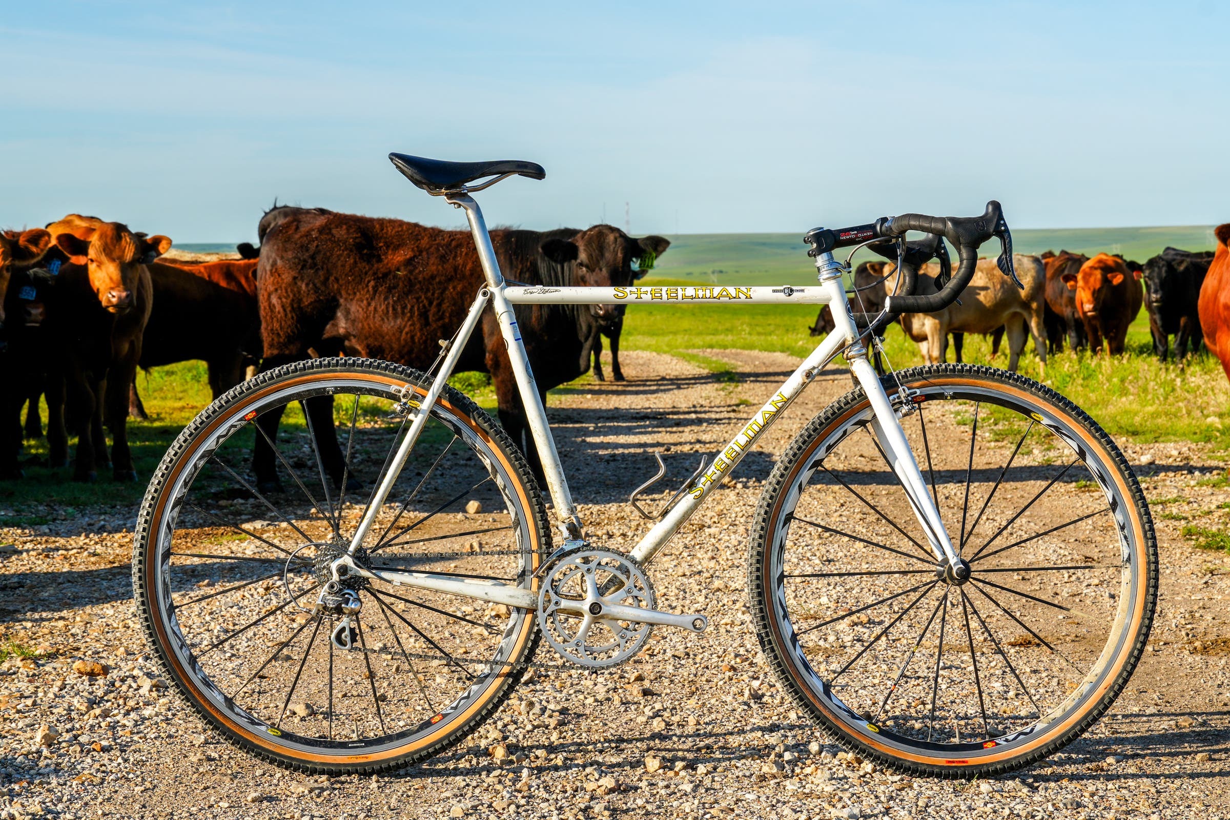Detail Shot of the first bike to win Unbound Gravel, in 2006, Dan Hughes' Steelman cyclocross bike.