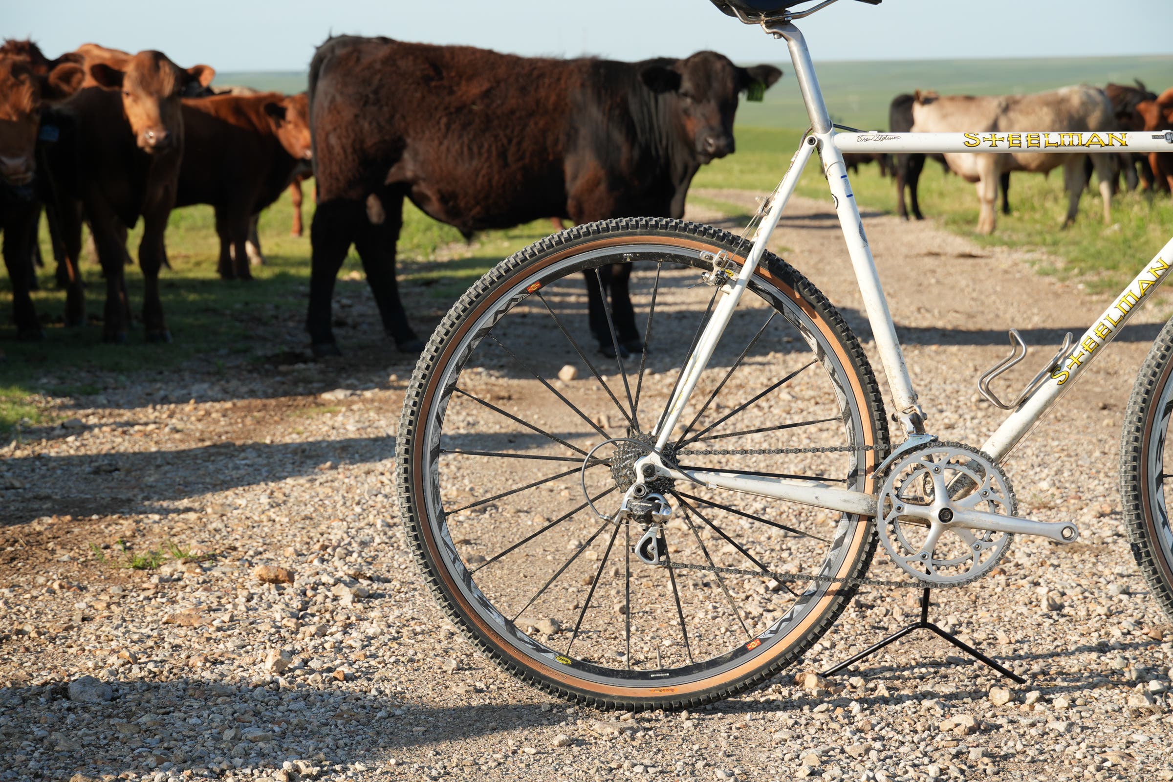Detail Shot of the first bike to win Unbound Gravel, in 2006, Dan Hughes' Steelman cyclocross bike.